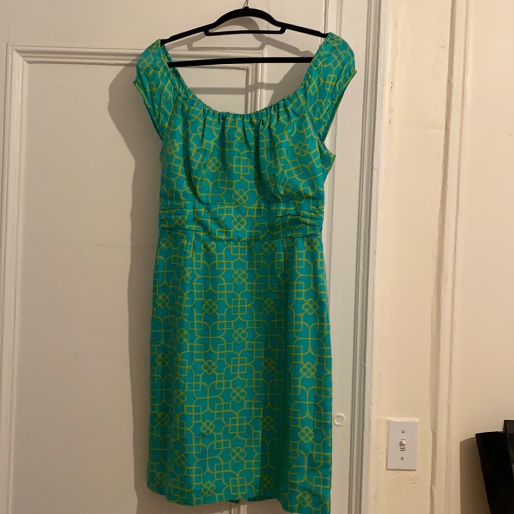 Milly New York Green Yellow Cap Sleeve Silk Dress
